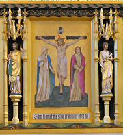 Central panel of reredos behind altar in St Mary's Church